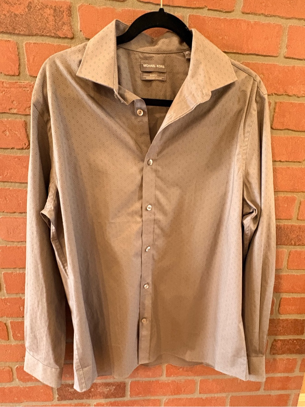 Michael Kors Men's Light Gray Button-Down Dress Shirt - Untucked Length